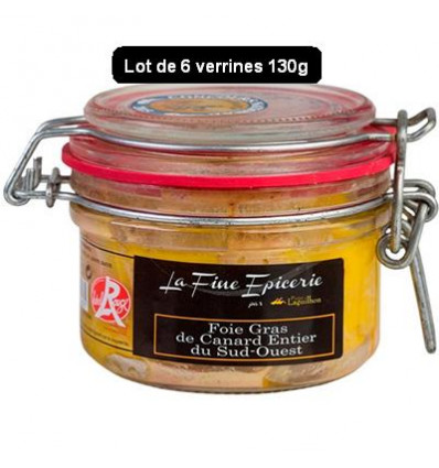 Coffret 6 verrines 130g : Foie gras de canard entier Label Rouge du Sud-Ouest 130g