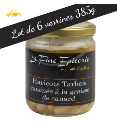 Lot de 6 verrines de Haricots tarbais cuisinés à la graisse de canard - 385gr