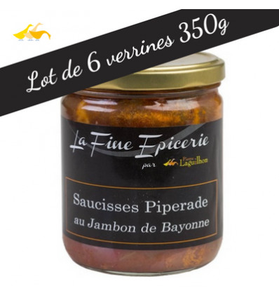 Lot de 6 verrines de Saucisses Piperade au Jambon de Bayonne - 350gr