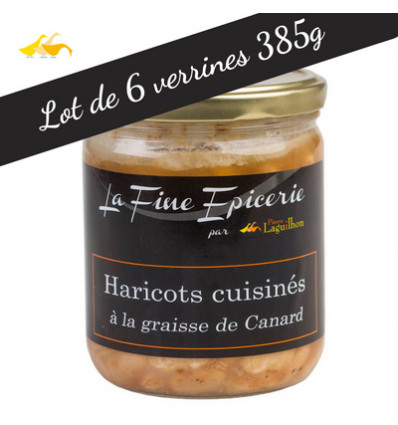 Lot de 6 verrines de Haricots cuisinés à la graisse de canard - 385gr