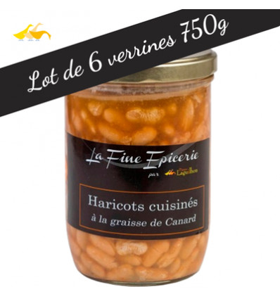 Lot de 6 verrines de Haricots cuisinés à la graisse de canard - 750gr